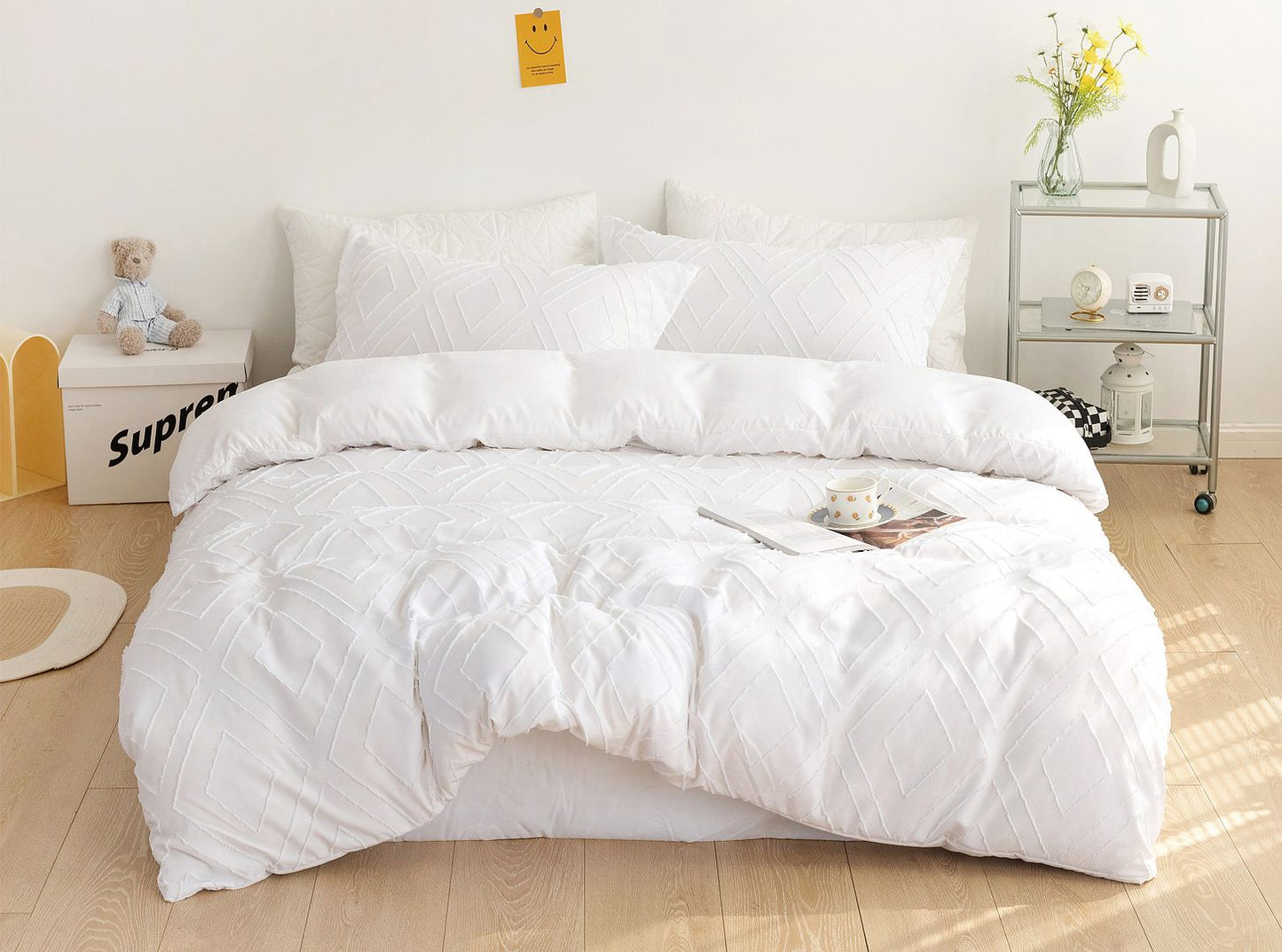 Diamond White Quilt Cover Set