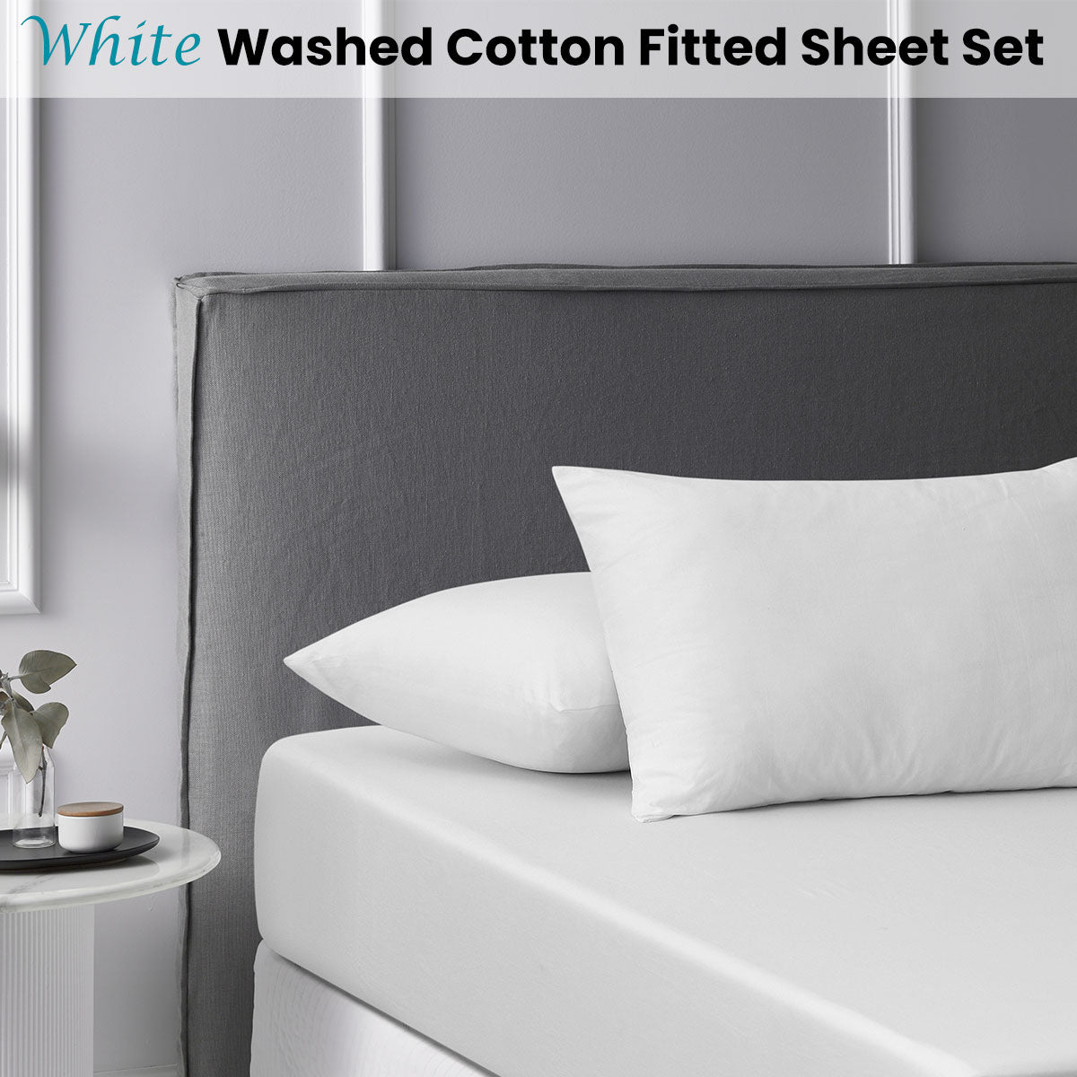 White Washed Cotton Fitted Sheet Set