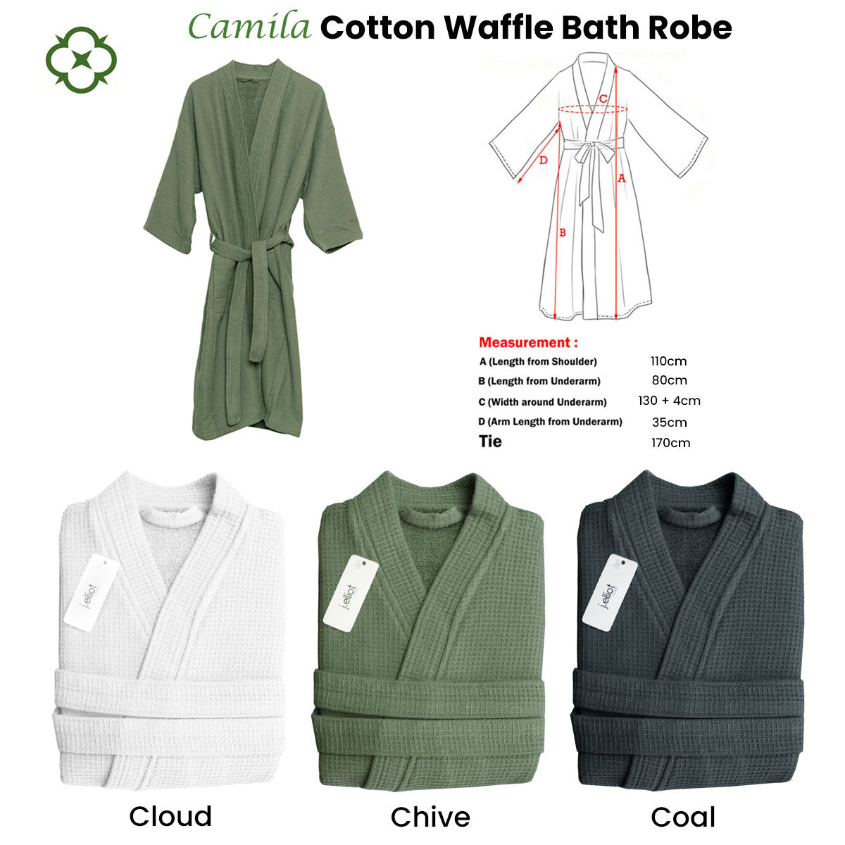 Waffle Bath Robe Coal Colour
