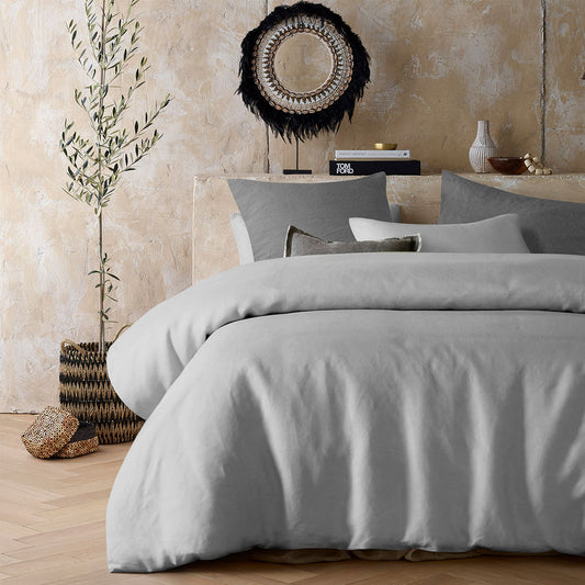 Vintage Design Silver 100% Hemp Quilt Cover Set