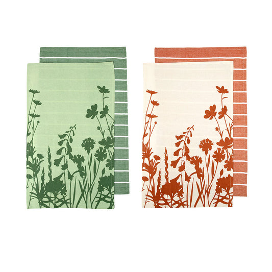 Sanctuary Floral Cotton Kitchen Tea Towels Set 4