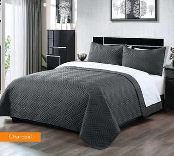 Embossed Comforter Set - 3 Piece (3 colours)