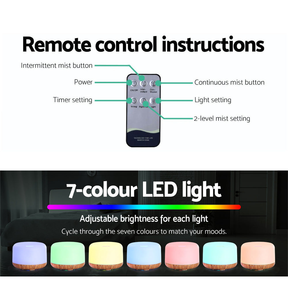 Aroma Diffuser Aromatherapy Air Humidifier Purifier- 500ml
