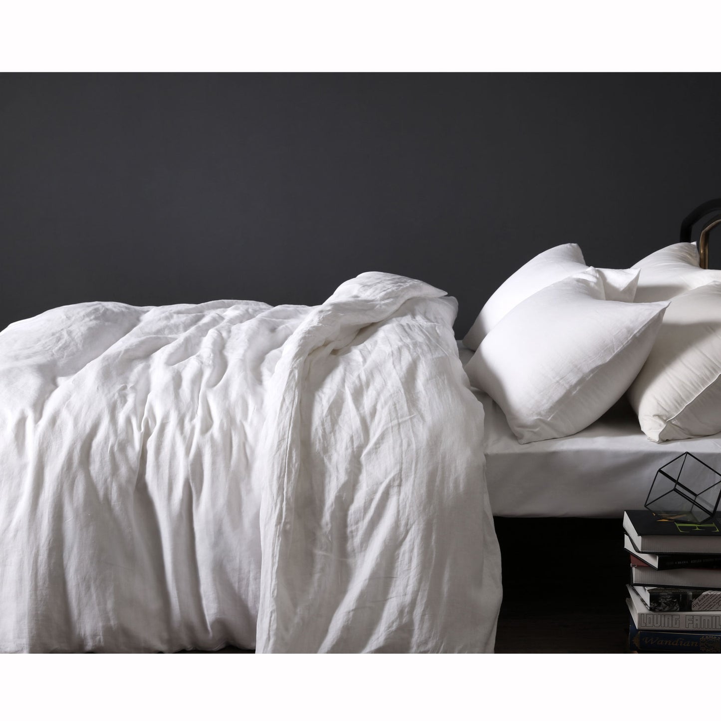 Vintage 100% Linen White Quilt Cover Set