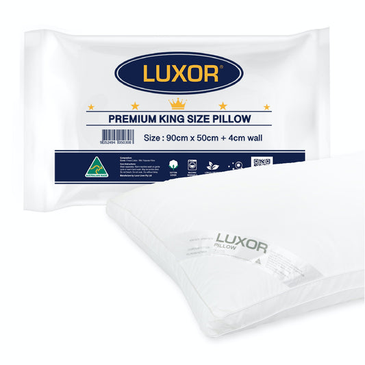 Luxor Australian Made Hotel - King Size Pillow with 4cm Wall  - 1 Pack, 2 Pack, 4 Pack